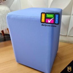Puff Banqueta Quadrado Cubo em Corino Corano®:azul Claro - 3
