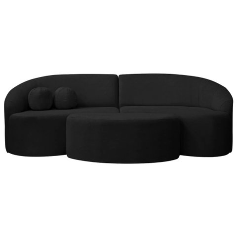 Sofá Orgânico Palermo 4 Lugares 210cm + Puff Bouclê - Sofa Store:bouclê Preto