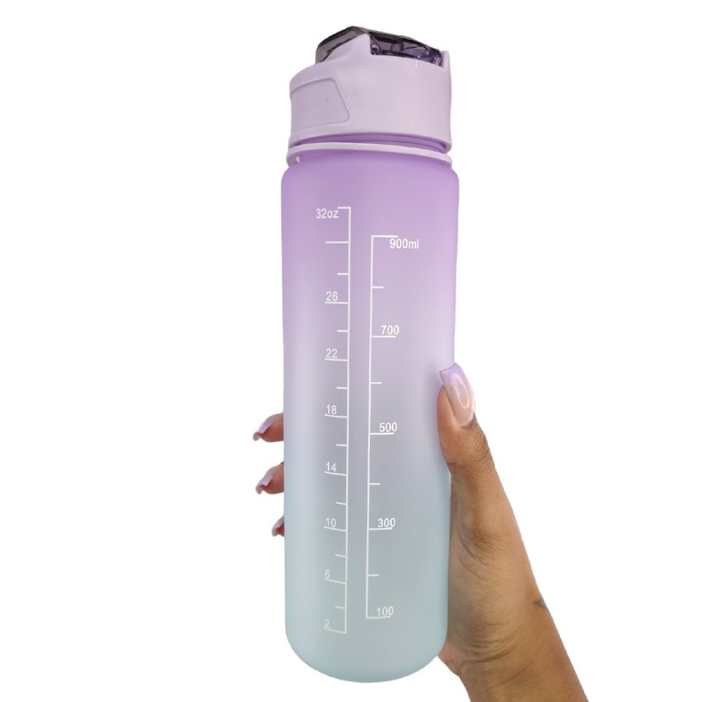 Garrafa com Horario Motivacional 900ml Frase Treino Academia Esporte Agua Hidrataçao Bolsa Caminhada - 3