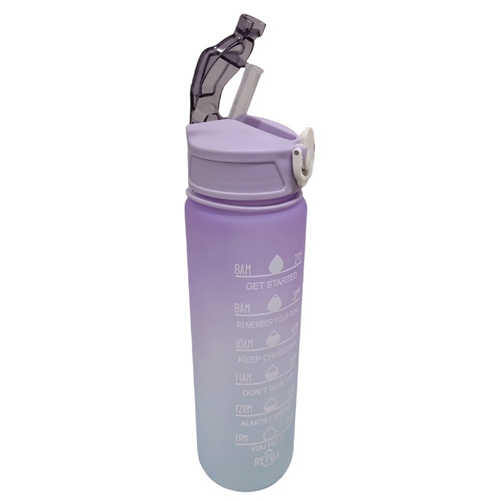 Garrafa com Horario Motivacional 900ml Frase Treino Academia Esporte Agua Hidrataçao Bolsa Caminhada - 7