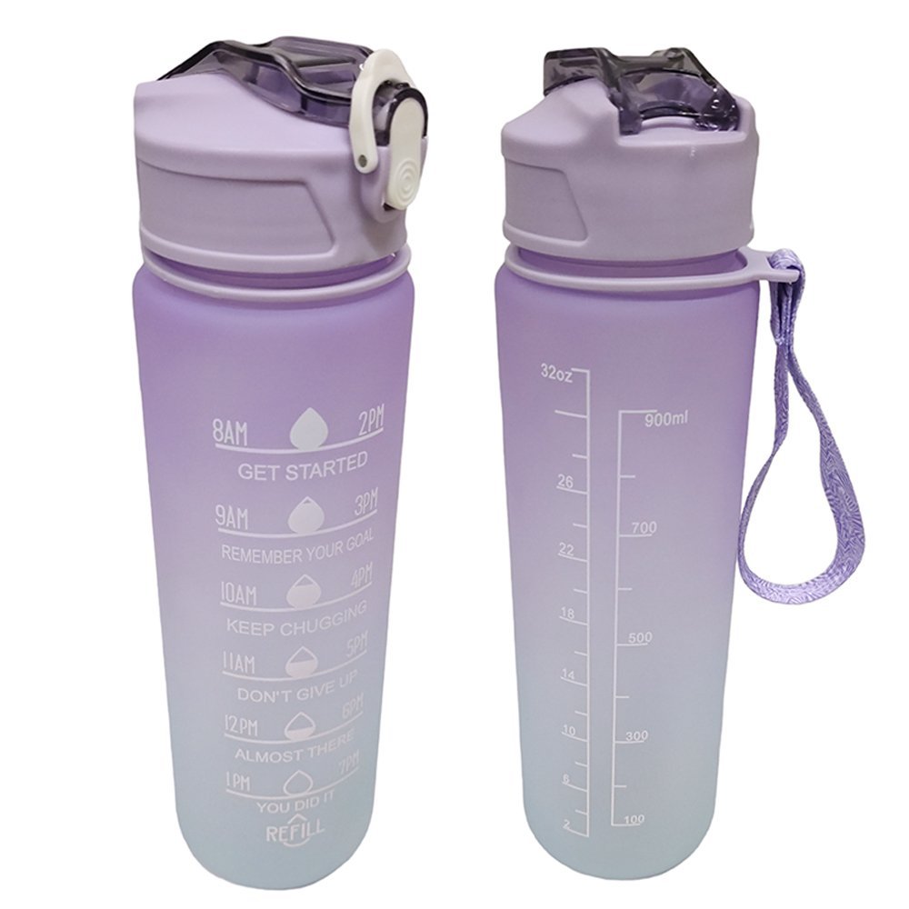 Garrafa com Horario Motivacional 900ml Frase Treino Academia Esporte Agua Hidrataçao Bolsa Caminhada - 9