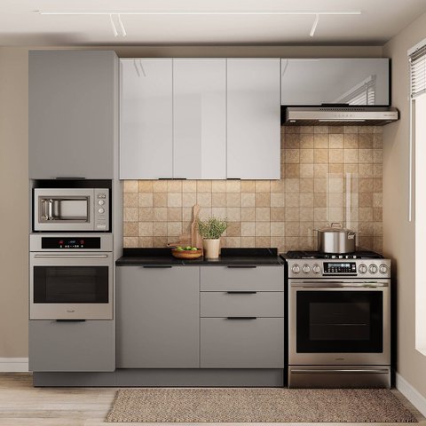 Cozinha Telasul Lumina 4 Peças com Paneleiro para Forno e Micro 6 Portas e 4 Gavetas