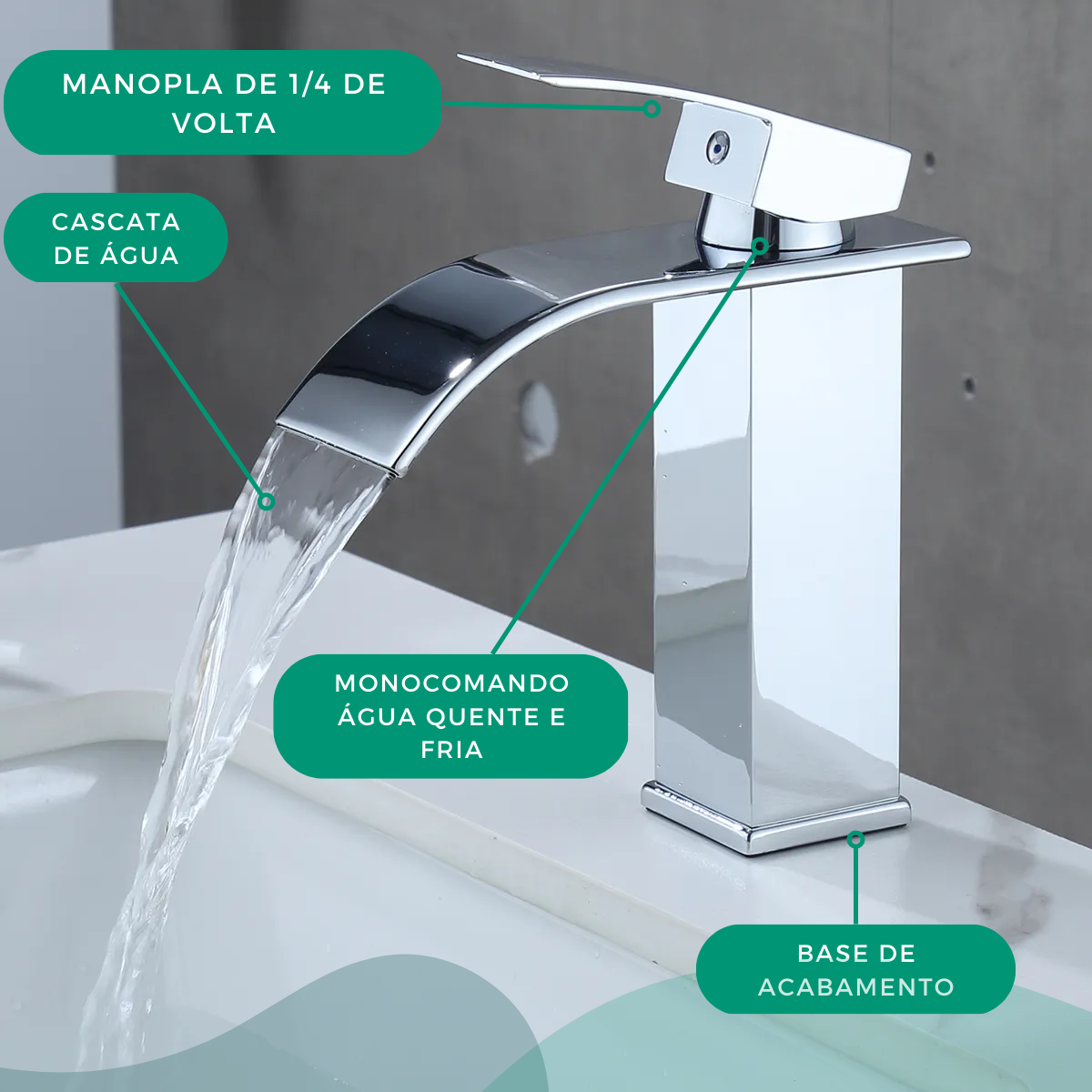 Torneira de Banheiro Bancada Monocomando Misturador Água Quente e Fria ...
