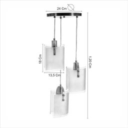 Lustre Pendente Calha De Vidro Triplo 1 Mt De Fio - 4