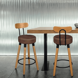 Kit 2 Banquetas Alta com Encosto Ergonômica para Cozinha Pés Madereira - 5