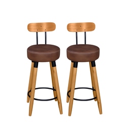 Kit 2 Banquetas Alta com Encosto Ergonômica para Cozinha Pés Madereira - 1