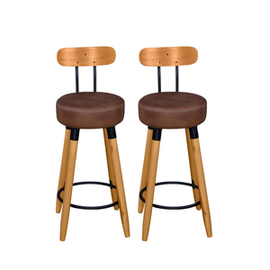 Kit 2 Banquetas Alta com Encosto Ergonômica para Cozinha Pés Madereira