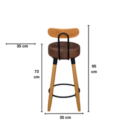 Kit 2 Banquetas Alta com Encosto Ergonômica para Cozinha Pés Madereira - 3