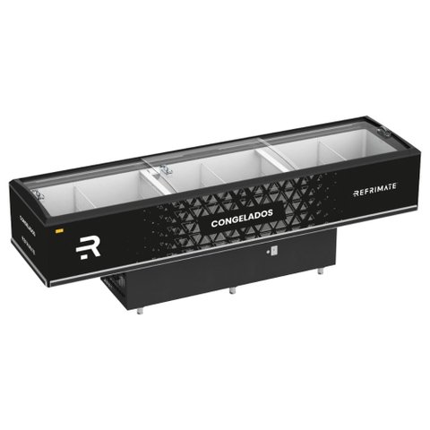 Expositor Ilha Vanguard Top de Congelados e Resfriados Vidro Semicurvo 3,00m Eivt 3000 Refrimate