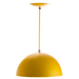 Lustre Pendente Meia Lua 30cm De Alumínio Amarelo - 2 Lustre Pendente Meia Lua 30cm De Alumínio Amarelo - 2