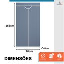 Ver imagem 3 de Guarda Roupa Dobrável Portátil Multiuso Organizador de Roupas Cinza - StaremCasa