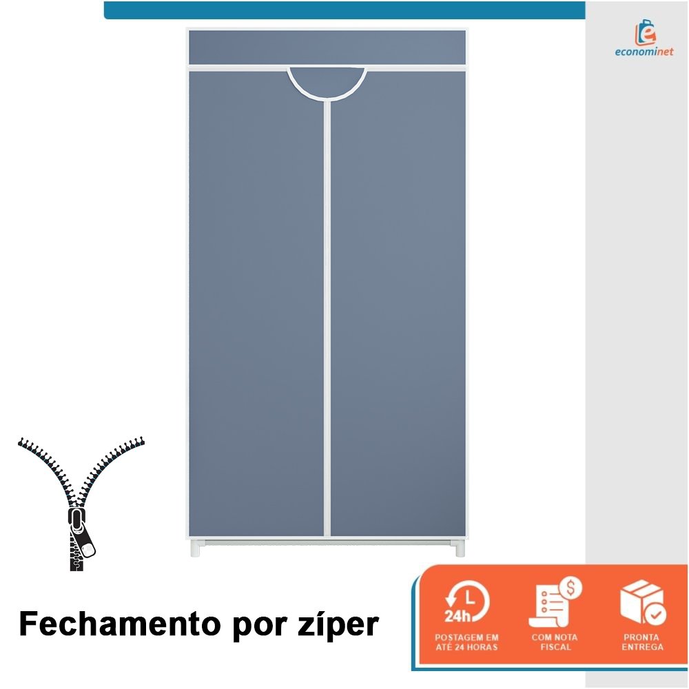 Guarda Roupa Dobrável Portátil Multiuso Organizador de Roupas Cinza - StaremCasa - 2