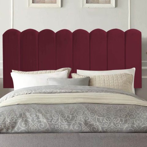 Painel Estofado Luxo Nuvem Alanis 140cm Casal para Cama Box Suede Bordô - Gat Magazine