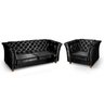 Sofá + Poltrona Decorativa Chesterfield Capitone Art Estofados Portinari Corino Preto - 2