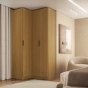 Ver imagem 1 de Guarda Roupa de Canto Reto 3 Portas Mdf Altezza Clean Belmax:freijó