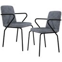 Ver imagem 1 de Kit 02 Cadeiras Estofada para Sala de Jantar com Braço Loft Preto C01 Linho Prata - Lyam Decor