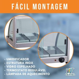 Estufa Ouro Curva Vitrine 4 Bandejas Para Salgado Expositor Aquecedor - Edanca 220 V - 14