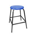 Ver imagem 1 de Banco de Metal Assento Plástico Azul Empilhável e 45cm Altura