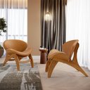 Ver imagem 3 de Kit 2 Poltronas Decorativa Orgânica Sala Living Kadosh L02 Couríssimo Canela