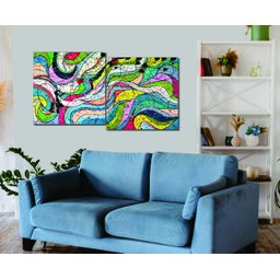 Conjunto com 2 Lindos Quadro Decorativo Originais Pintados a Mão Medindo 73x136 Cm - 2
