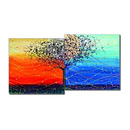 Conjunto com 2 Lindos Quadro Decorativo Originais Pintados a Mão Medindo 73x136 Cm - 3