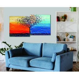 Conjunto com 2 Lindos Quadro Decorativo Originais Pintados a Mão Medindo 73x136 Cm - 2