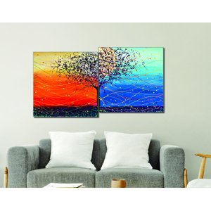 Conjunto com 2 Lindos Quadro Decorativo Originais Pintados a Mão Medindo 73x136 Cm