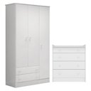 Ver imagem 1 de Guarda Roupa Infantil Doce Sonho 3 Portas de Bater 2 Gavetas MDP Branco Brilho com Cômoda Qmovi