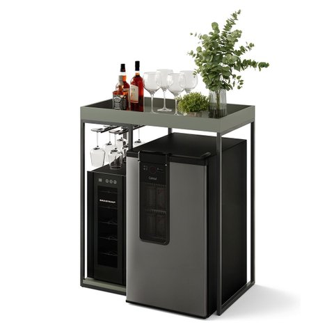 Aparador Bar para Adega Cervejeira ou Frigobar MDF Metal Preto Industrial Notte