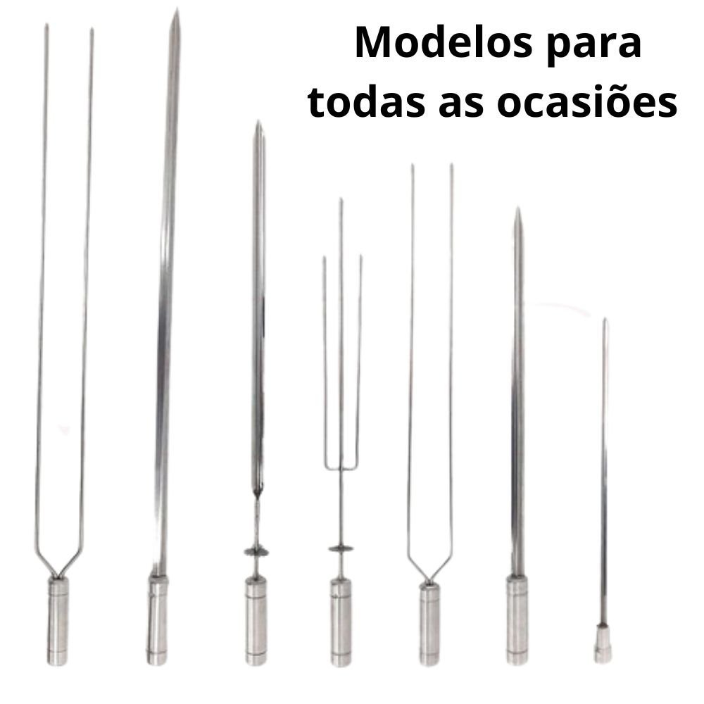 Kit 2 Espeto Espada Duplo Inox 50cm Cabo Revestido Churrasco - 7