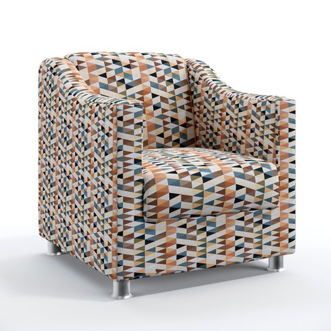 Poltrona Decorativa Para Sala de Estar Alya Sued Estampado Laranja Aradecor