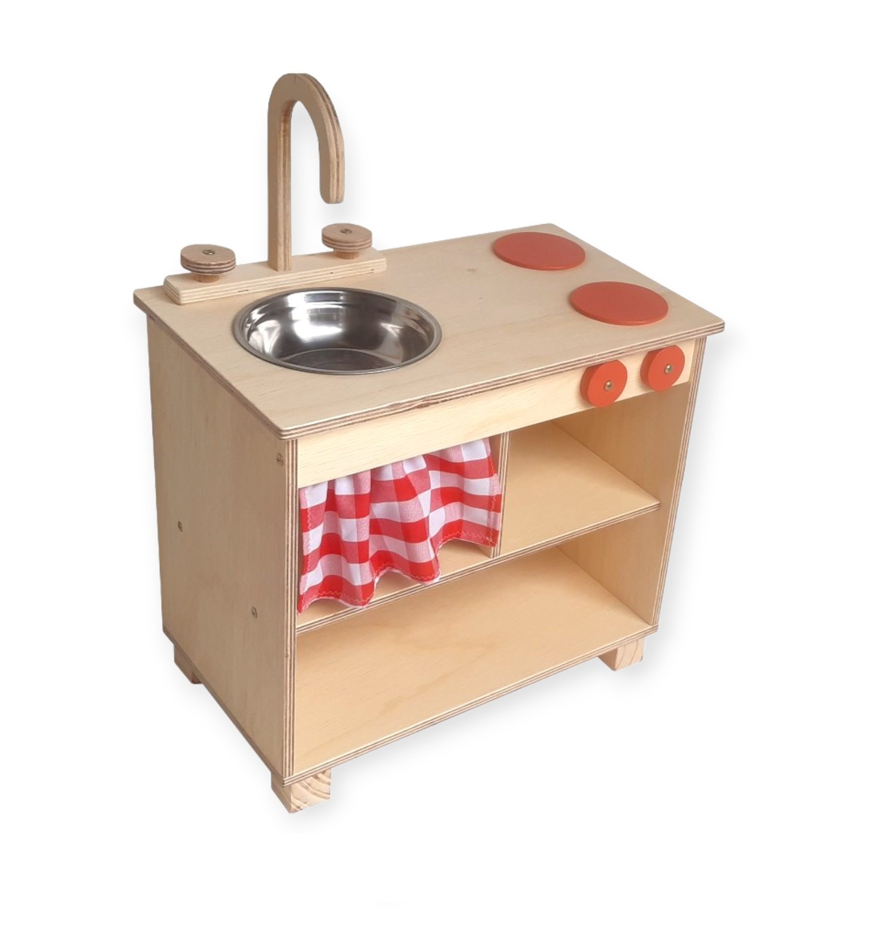 Cozinha infantil de madeira vermelha com botijão – Ateliê de madeira - 3