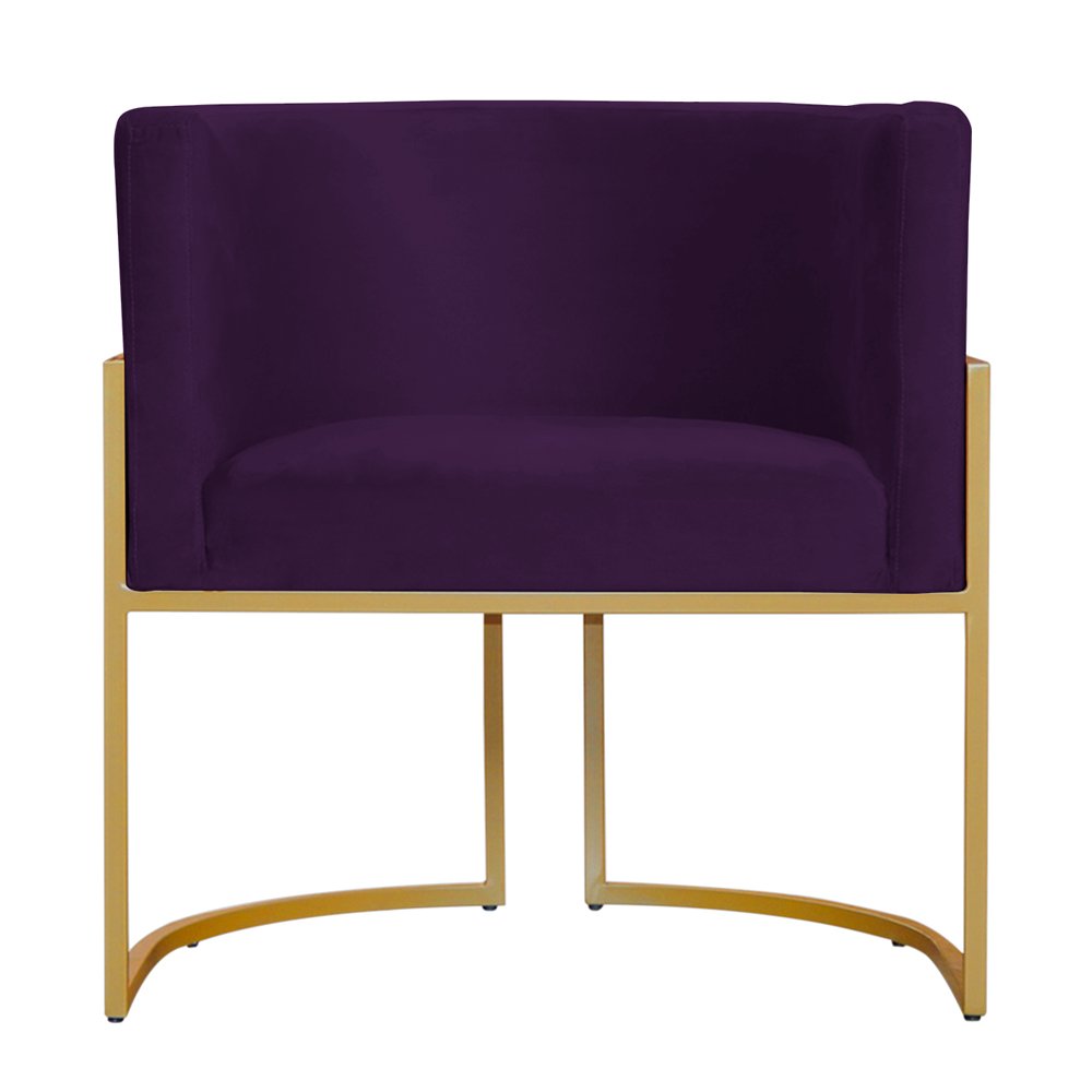 Poltrona Decorativa Sala de Estar Luana Base Gold Veludo Roxo - Montanaris Decor - 6