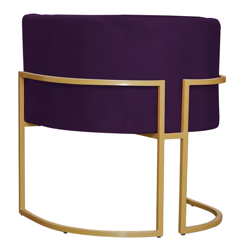 Poltrona Decorativa Sala de Estar Luana Base Gold Veludo Roxo - Montanaris Decor - 7