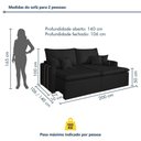 Ver imagem 6 de Sofá Boston 2 Lugares Retrátil com Reclinável 200cm Preto Veludo