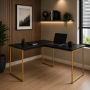 Ver imagem 1 de Mesa em L para Estudos e Home Office 120x90 cm Max - Preto/Dourado