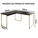 Ver imagem 5 de Mesa em L para Estudos e Home Office 120x90 cm Max - Preto/Dourado