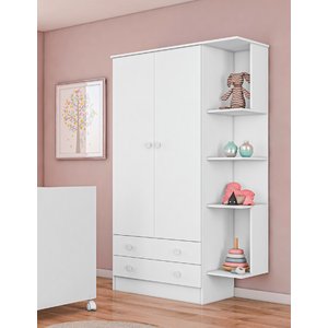 Guarda-roupa 2 Portas e 2 Gavetas com Nicho Sonho - Branco - Palladium Decor