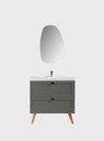 Ver imagem 4 de Gabinete para Banheiro com Cuba e Espelho Organico 80cm Retro Mdf Verde Milano - On Móveis