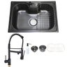 Kit Cuba Aço Inox + Torneira Gourmet Monocomando Preto - 2