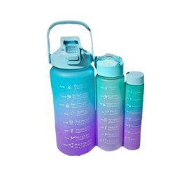 Garrafa de Água Kit 3 Squeeze Anti Vazamento Cor Verde/roxo - 3