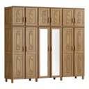 Ver imagem 1 de Guarda-Roupa Casal com Espelho 12 Portas 3 Gavetas Madeira Maciça Grécia 254cm Marrom/Imbuia
