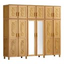 Ver imagem 1 de Guarda-Roupa Casal 12 Portas 3 Gavetas com Espelho Madeira Maciça Grécia Marrom/Mel