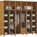 Ver imagem 2 de Guarda-Roupa Casal 12 Portas 3 Gavetas com Espelho Madeira Maciça Grécia Marrom/Mel