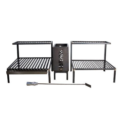 Parrilla Rústica Alvenaria Grelha Argentina e Uruguaia com Caixa Firebox 115cm