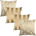 Ver imagem 1 de Kit 4 Capas de Almofadas Floral e Listrado Dourado 45cmx45cm