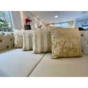 Ver imagem 5 de Kit 4 Capas de Almofadas Floral e Listrado Dourado 45cmx45cm