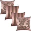 Ver imagem 1 de Kit 4 Capas de Almofadas Composê Medalhão e Listrado Rosa Retrô 45x45cm