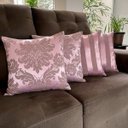 Ver imagem 6 de Kit 4 Capas de Almofadas Composê Medalhão e Listrado Rosa Retrô 45x45cm