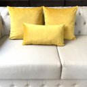 Ver imagem 2 de Kit 3 Almofadas Composê Veludo Amarelo Liso